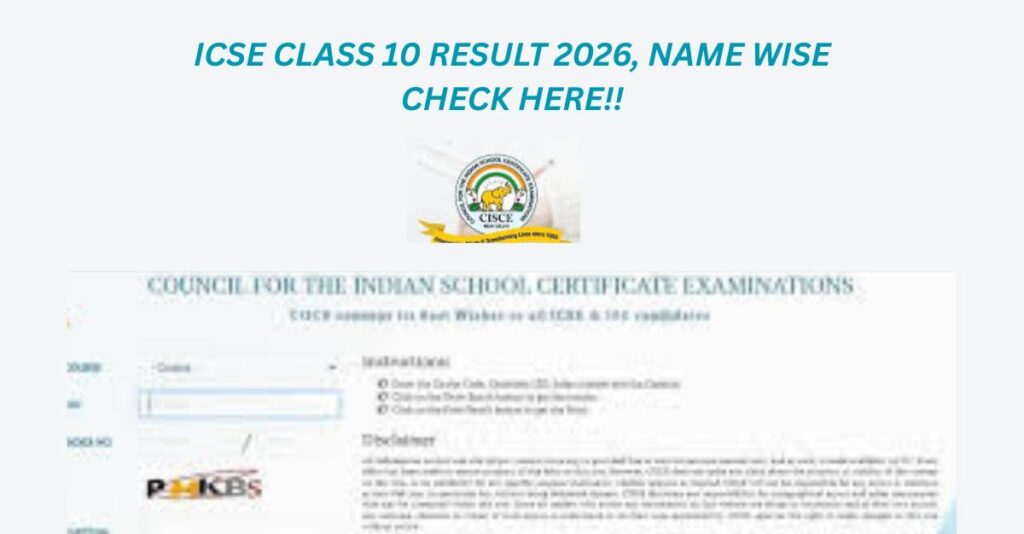 ICSE Board 10th Result 2026